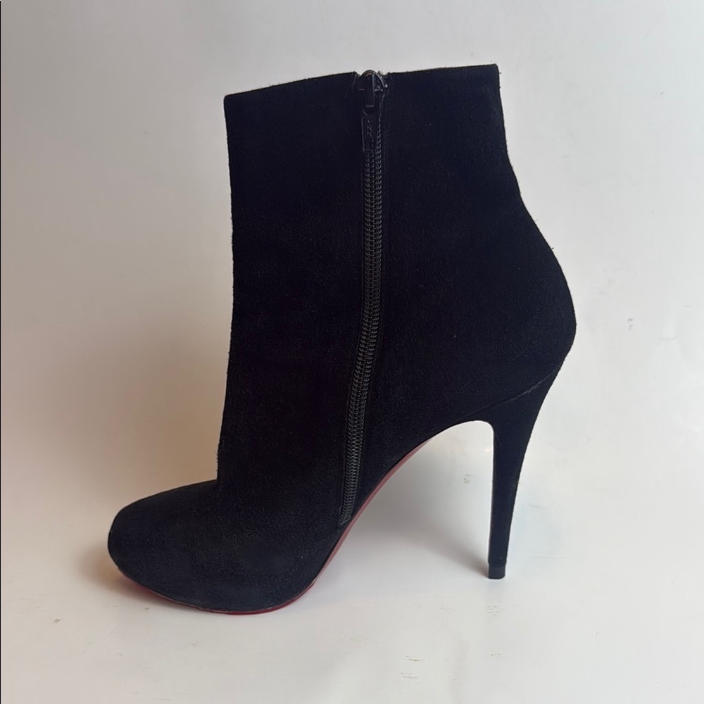 Christian Louboutin Elegant Black Suede Sock Ankle Boots Size 38‎